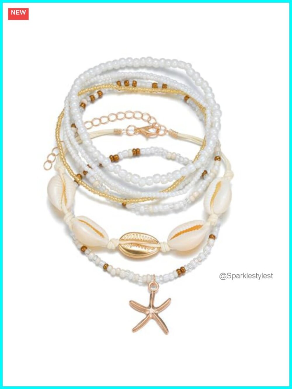 Shell Ankle Bracelets Boho Beaded Beach Anklet Set Gold Plated